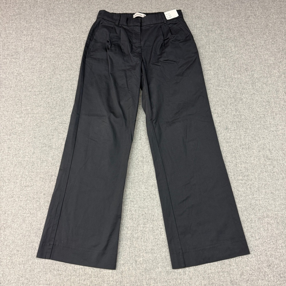 Abercrombie & Fitch Wide Leg Pants Size 26 2L Black Low Rise Pleated Trousers